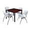 Kee Kee Square Table & Chair Set, Wood, Metal, Plastic Top, Mahogany TB4242MHBPBK47GY - alternate 1